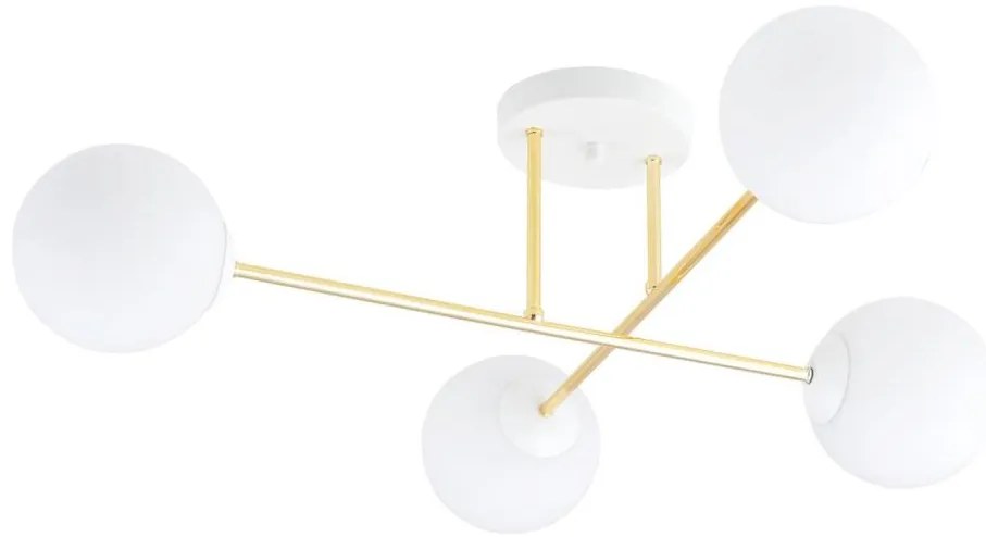 Luster na tyči MAGNUM 4xE14/10W/230V biela/zlatá