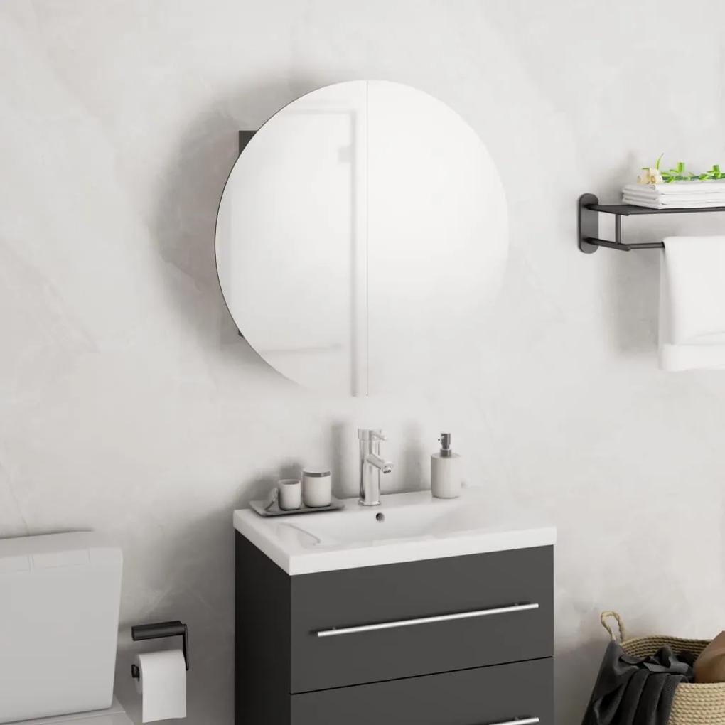 Kúpeľňová skrinka s okrúhlym zrkadlom a LED sivá 40x40x17,5 cm 345581