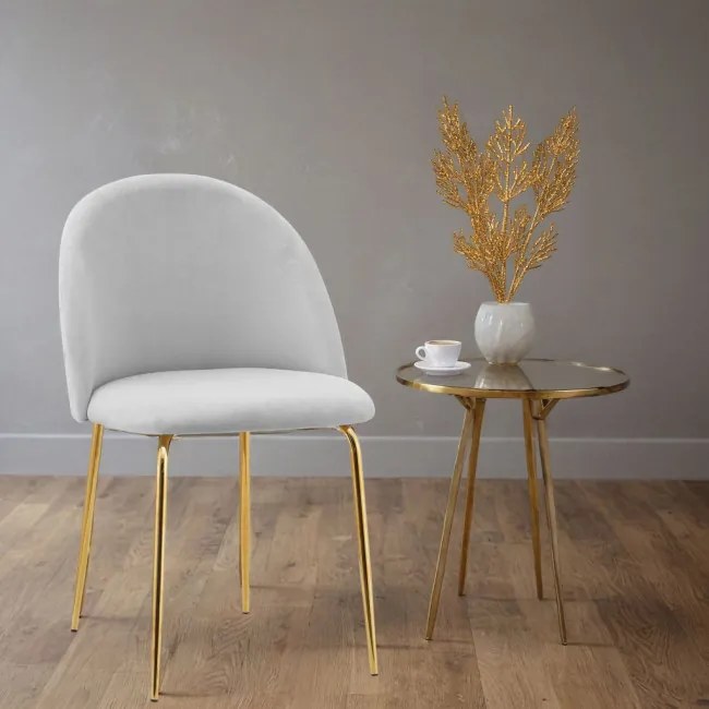 Jedálenská stolička FARGO zamatová, zlatá / sivá