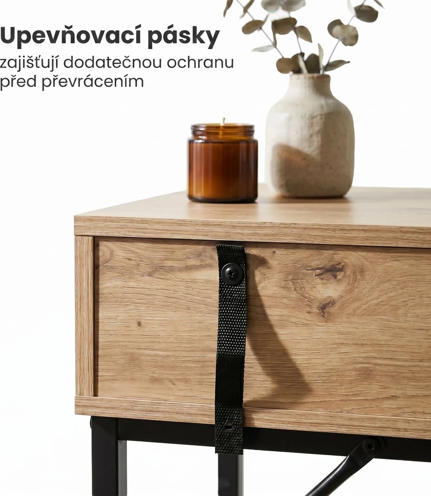 Konzolový stolík Modena 80 cm čierny/dub Artisan