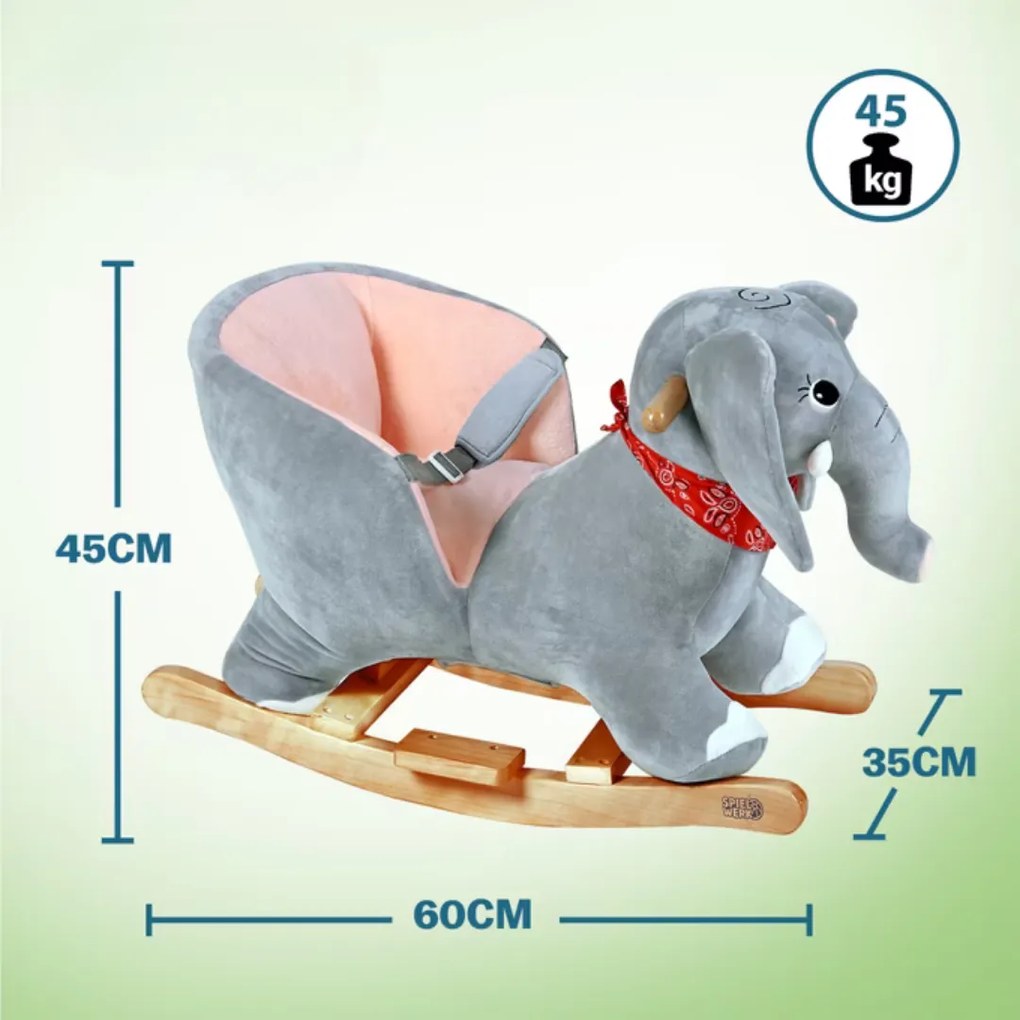 Hojdacia hračka slon VICTOR s bezpečnostným pásom, šedá Spielwerk