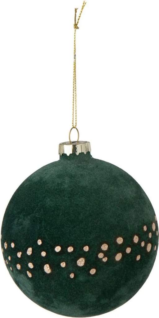 Vianočná sklenená guľa Christmas Bauble Dots - tmavo zelená / zlatá - Ø 10 cm