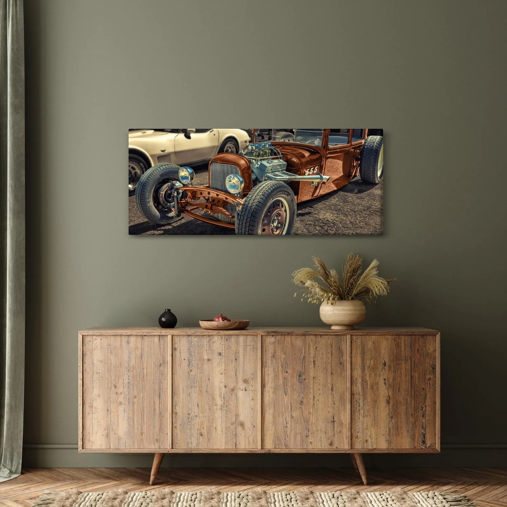 Obraz hnedého auta (120x50 cm)