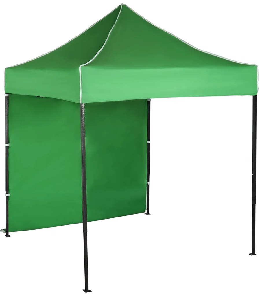 Rýchlorozkladací nožnicový stan 2x2m – oceľový, Zelená, 1 bočná plachta