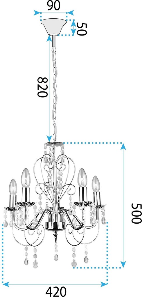 Toolight Toolight, stropné svietidlo 5xE14, EBT008-5CP, chróm, OSW-01243