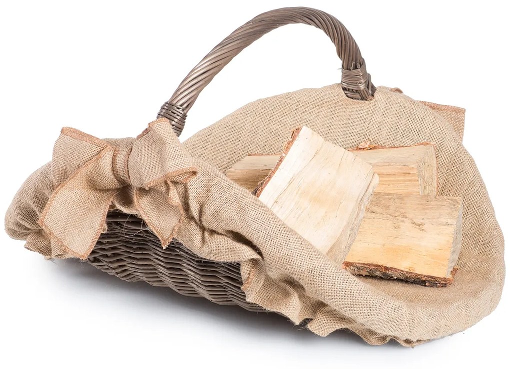 Kôš krbový prútený Provence s jutou Camino I.š. 60 x hl. 37 x v. 26/33(cm)