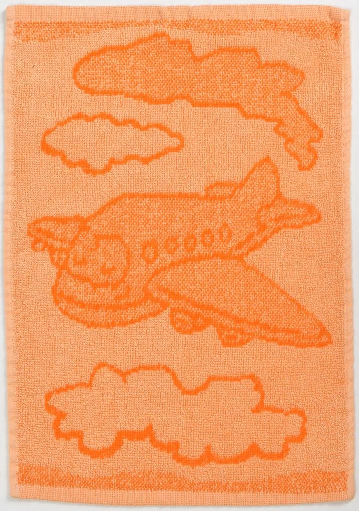 Detský uterák BEBÉ lietadlo oranžový 30x50 cm
