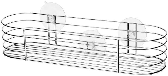 Erga Niagara, veľký košík na kúpeľňové doplnky na prísavky 30x8,3x6 cm, chrómová, ERG-04841