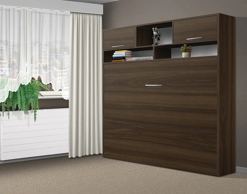 Nabytekmorava Sklápacia posteľ VS1056 MAX, 200x140cm farba lamina: antracit/biele dvere, Varianta dverí: lesklé