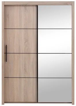 Skriňa s posuvnými dverami INOVA so zrkadlom, dub sonoma 150 cm