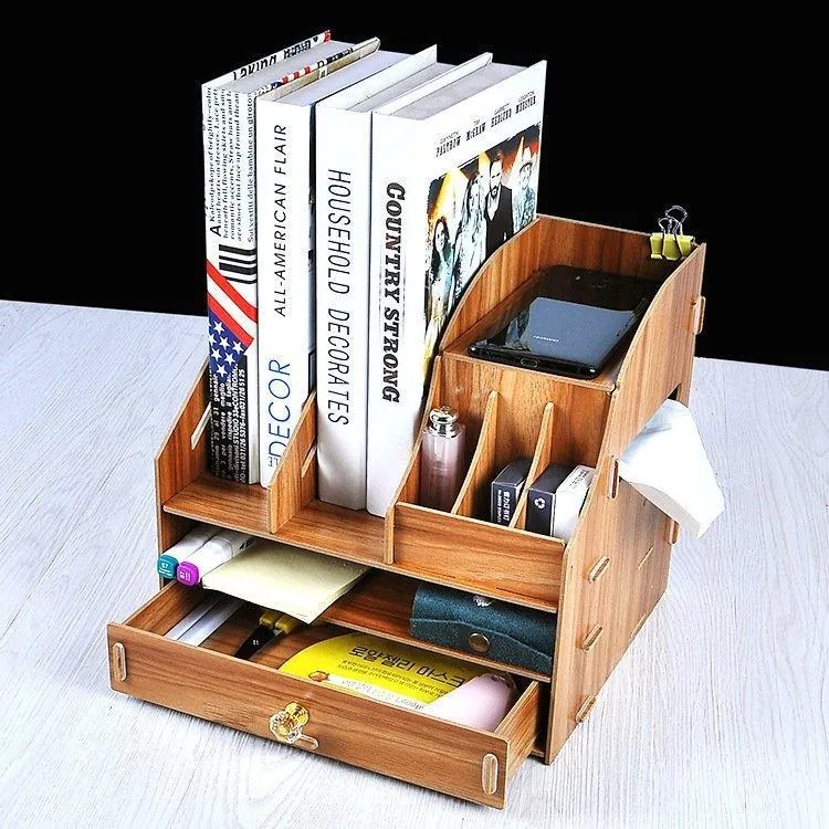 DIY organizér na dokumenty so širokou zásuvkou tmavé drevo 88 Tmavé drevo