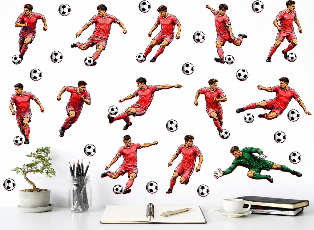 Sada futbalistov, farba podľa želania futbalové nálepky na stenu list 75 x 74 cm