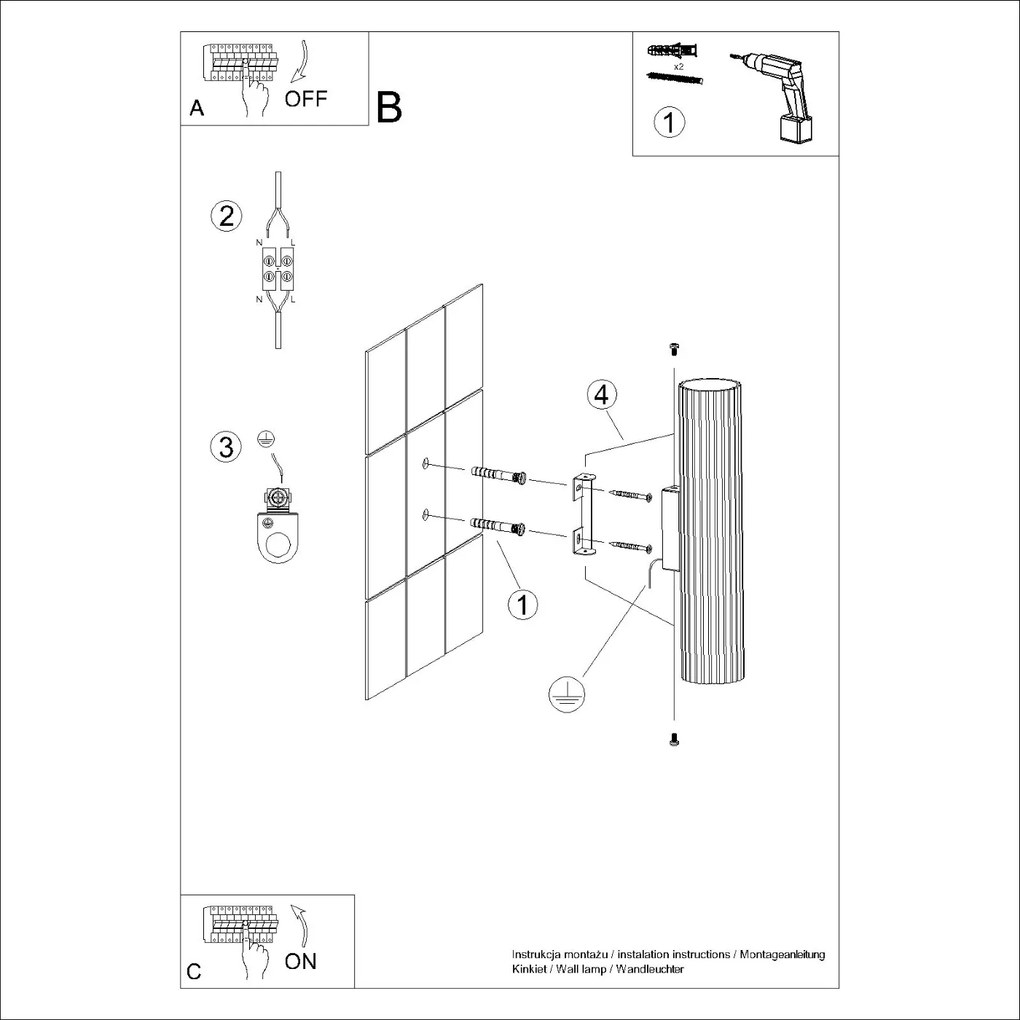 Nástenné svietidlo Karbon, 1x biele kovové tienidlo, (30 cm)