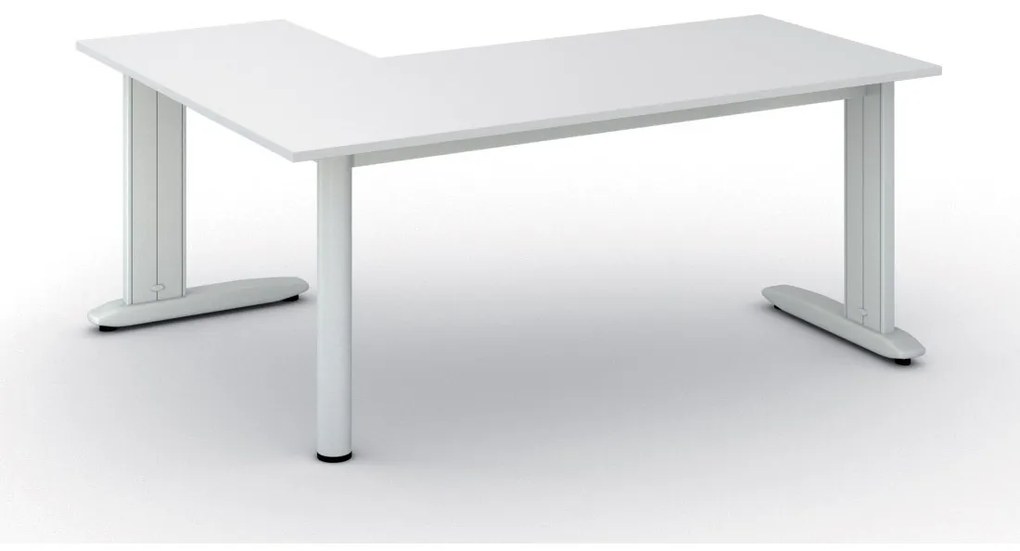 Rohový kancelársky písací stôl PRIMO FLEXIBLE, 180x140 cm, biela