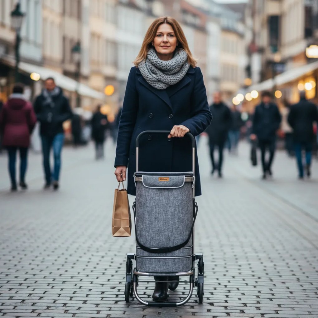Nákupná taška na kolieskach do schodov COMFORT,50l, šedá Jurhan