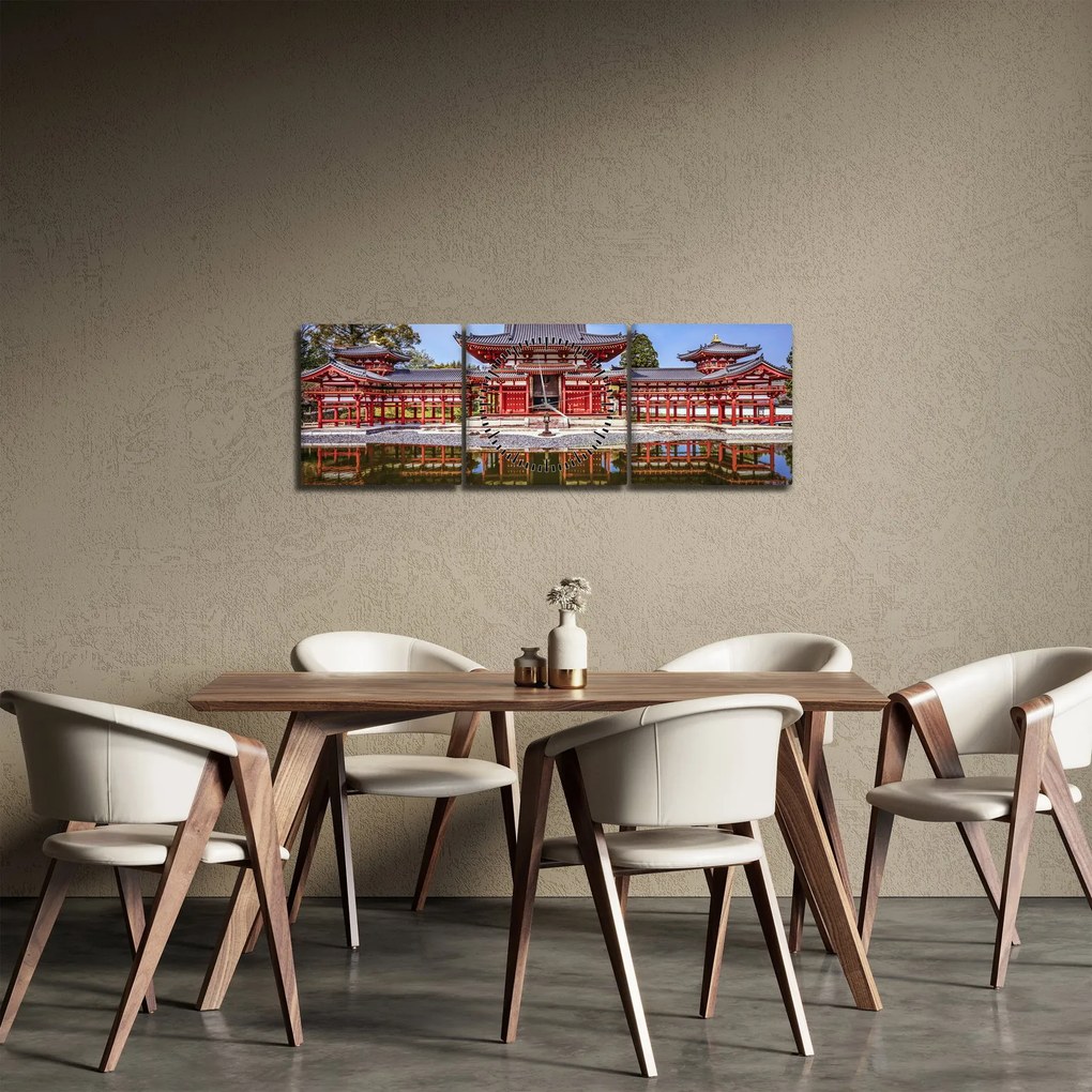 Obraz - Budhistický chrám (s hodinami) (90x30 cm)