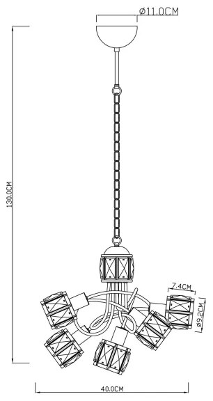Globo 54356-5H - LED Luster na reťazi KRIS 5xE14/40W/230V + LED/5W