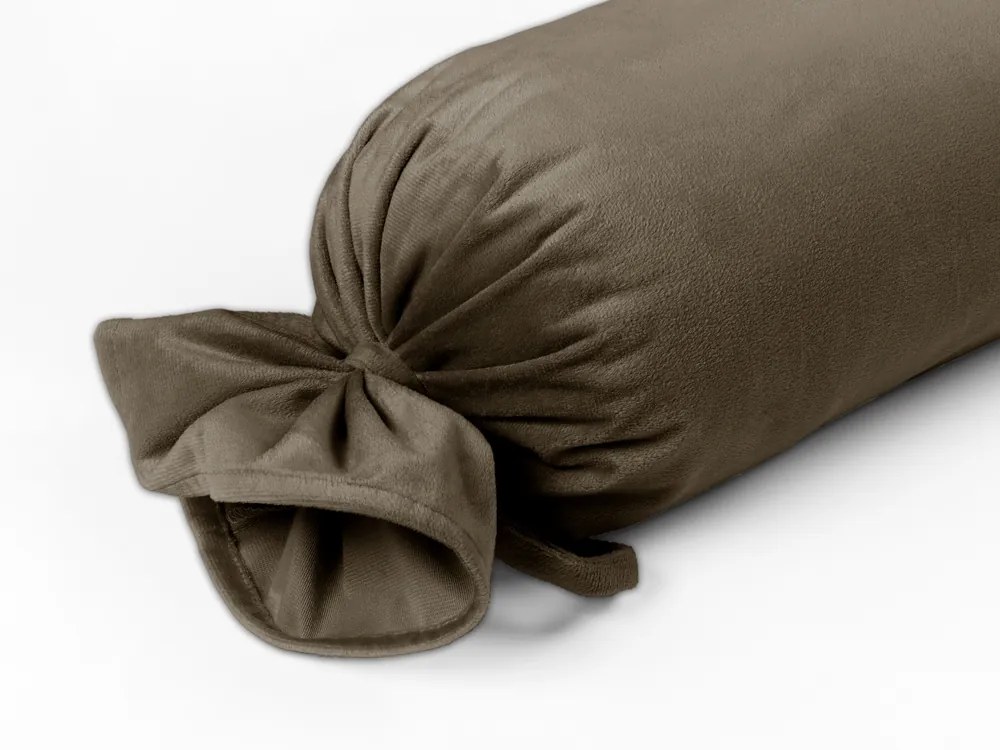 Biante Zamatový vankúš valec bonbon SV-031 Hnědá khaki 15x80 cm