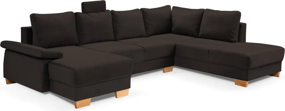 Sedacia súprava Chivas, tvar pravé U, temne hnedá látka