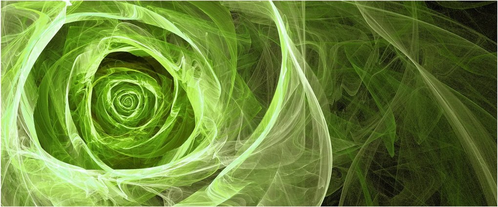 Obraz - Abstraktné ruže zelená (120x50 cm)