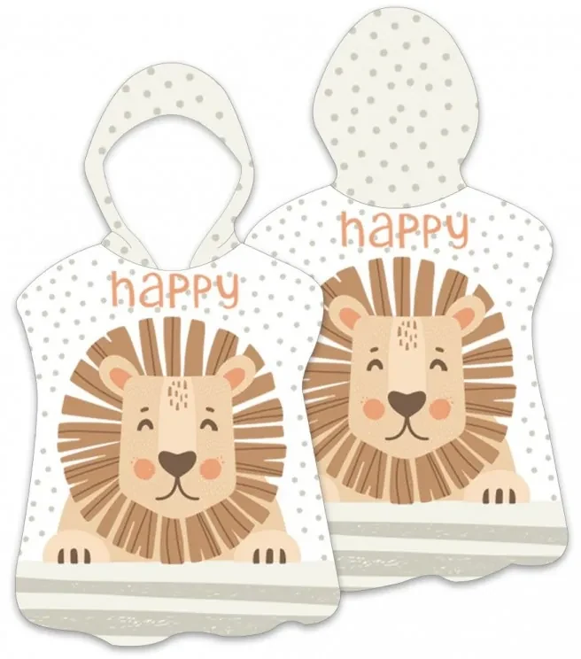 Detské pončo HAPPY LION biele 60 x 60 cm