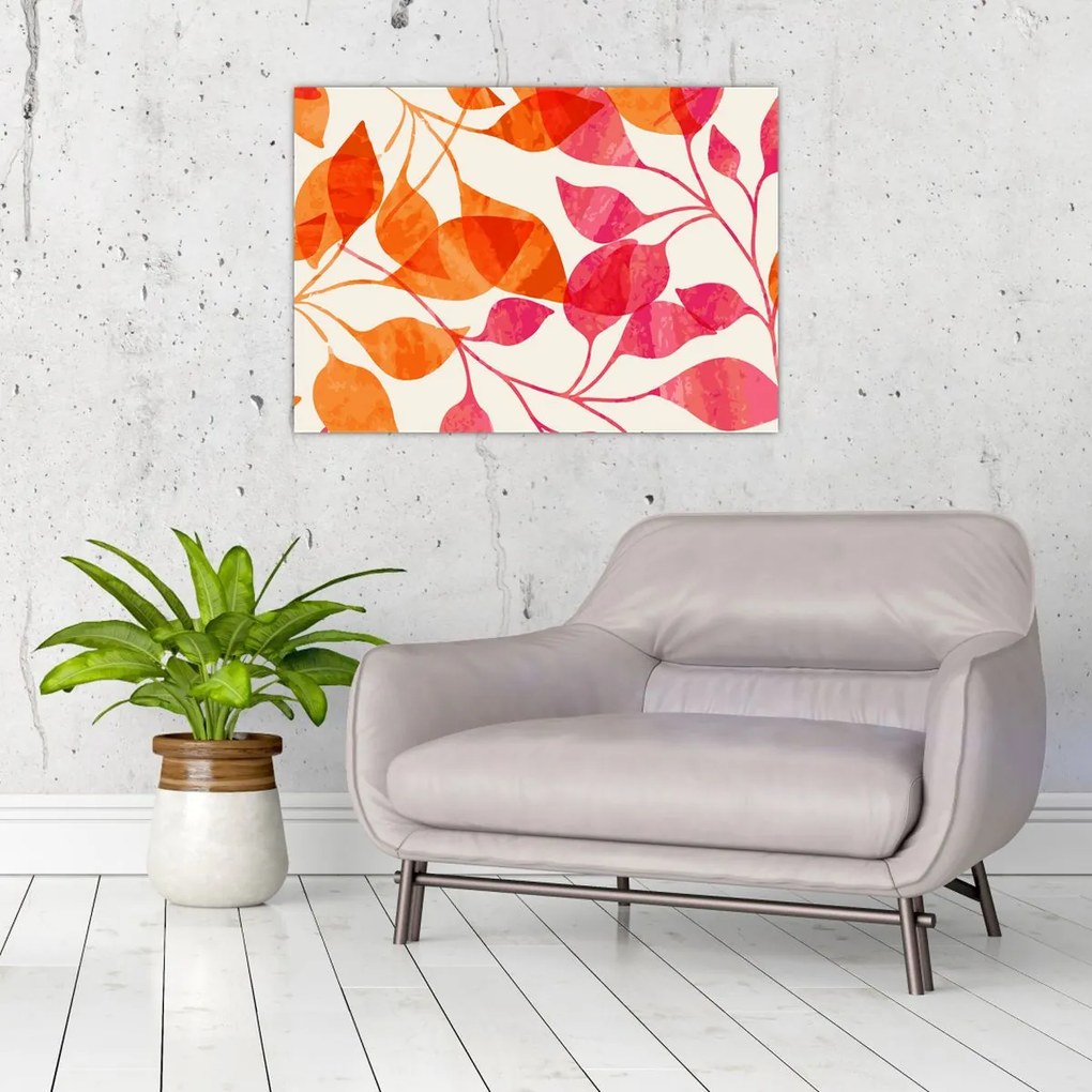 Sklenený obraz - Oranžové lístie (70x50 cm)