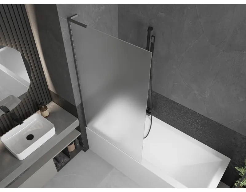 Mexen Next L, 1-krídlová vaňová zástena 90 x 150 cm, 6mm sklo námraza, grafitový profil, 895-090-000-03-30-66