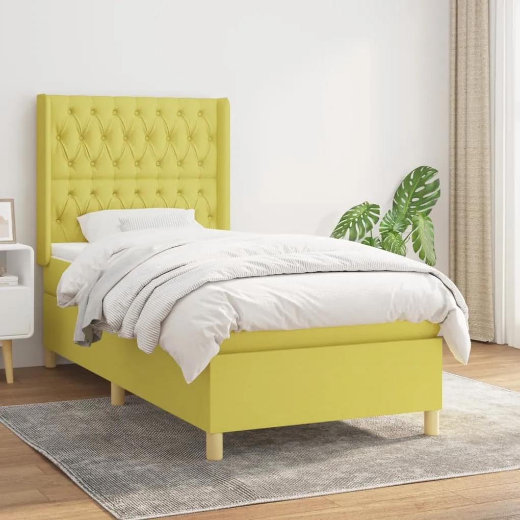 Boxspring posteľ s matracom zelená 100x200 cm látka 3132216