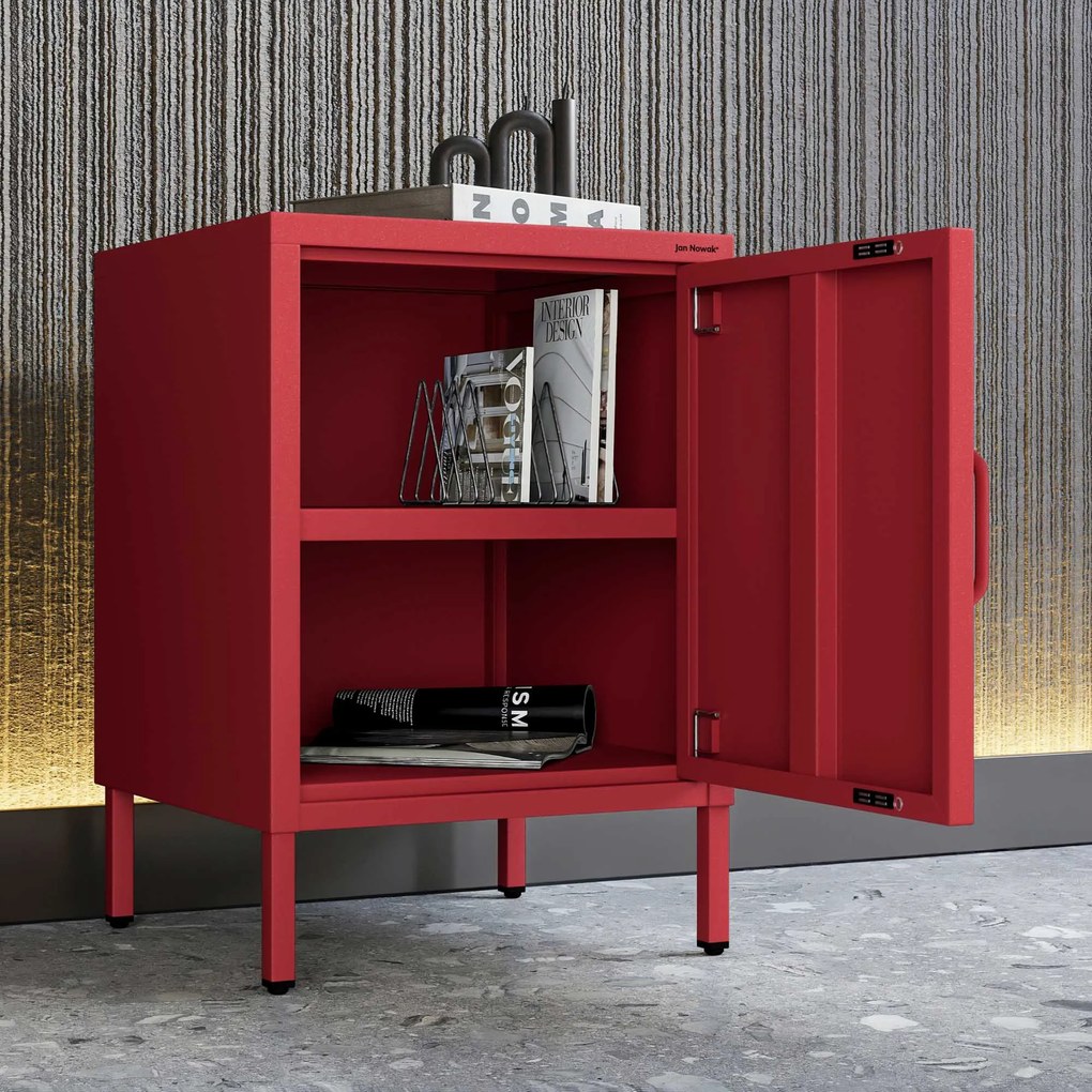 Nočný stolík MIA, 424 x 595 x 400 mm, Modern: červená farba