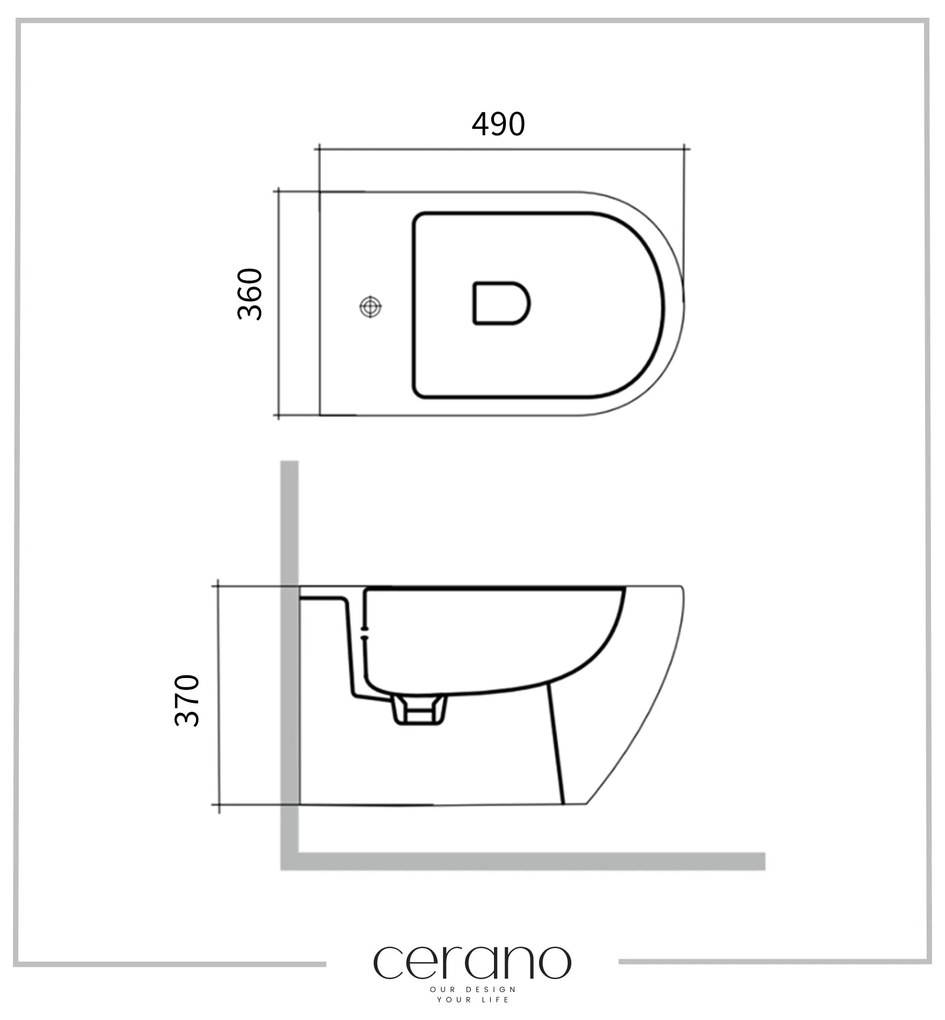 Cerano Fizo, keramický závesný bidet 490x360x370 mm, čierna matná, CER-CER-417404