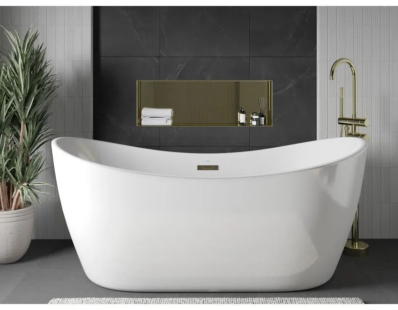 Mexen X-Wall-NR, polička na zapustenie pod obklad bez goliera 90 x 30 cm, zlatá lesklá, 1951903010