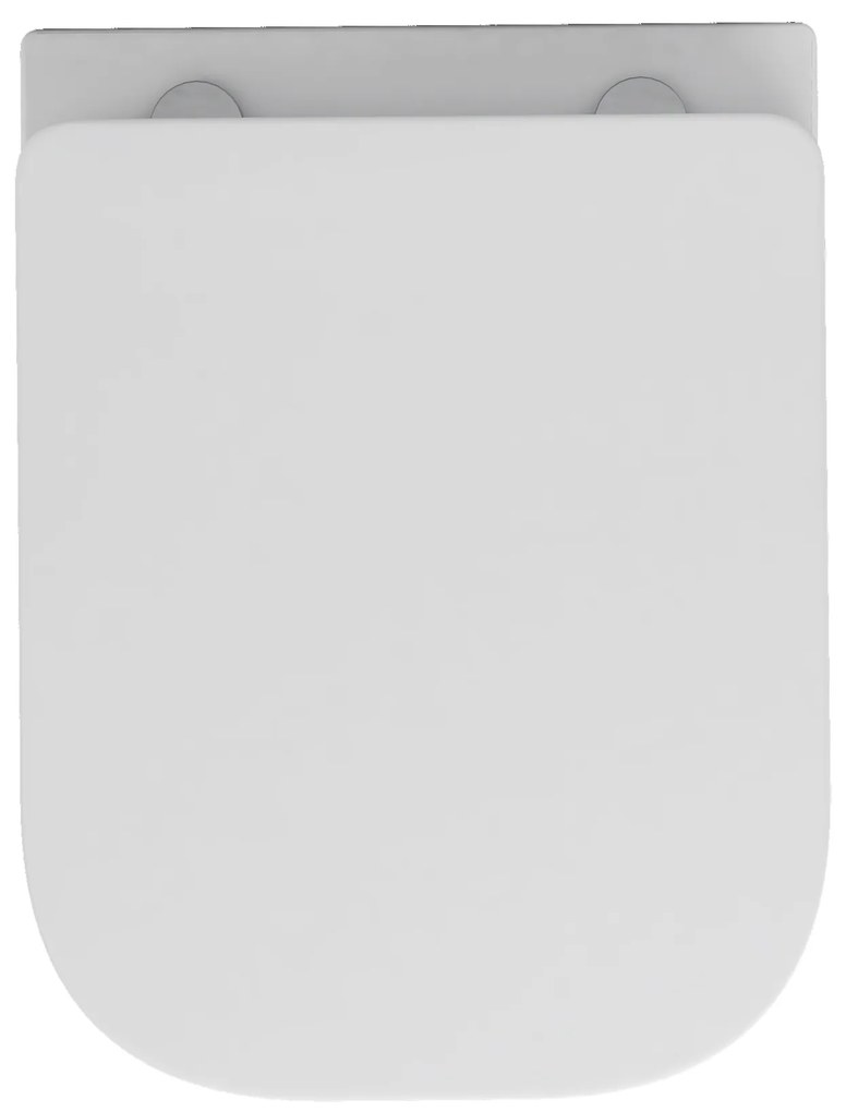 Invena Paros, závesná WC misa Rimless 465x350x360 mm + SLIM toaletné sedadlo s pomalým zatváraním, biela lesklá, INV-CE-90-001-W