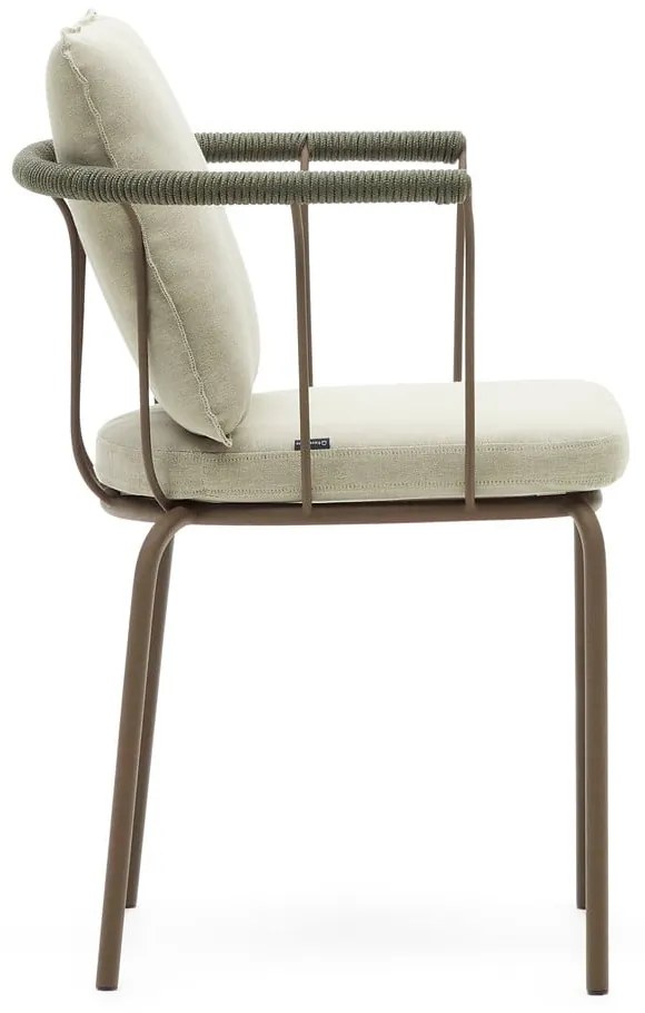 Zelená/béžová kovová záhradná stolička Salguer - Kave Home