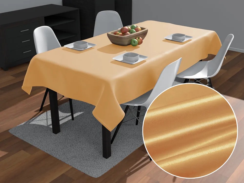 Biante Saténový obdĺžnikový obrus polyesterový Satén LUX-063 Svetlo zlatý 140x160 cm