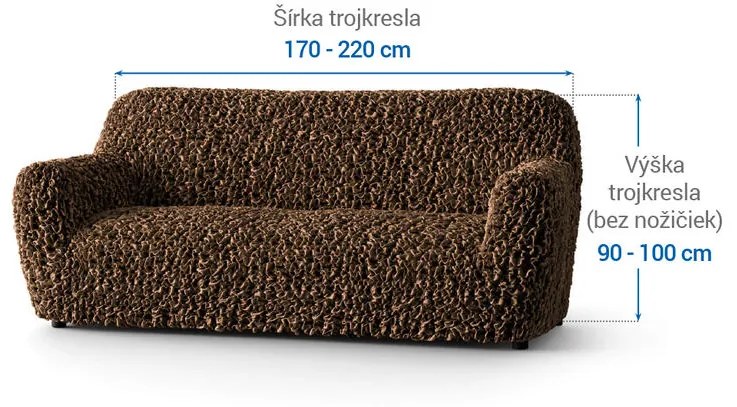 Bielastické poťahy VELVET hnedé trojkreslo (š. 170 - 220 cm)