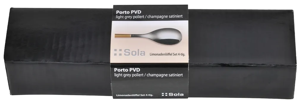 Limonádové lyžičky 4 ks — Porto PVD tmavé titánové / zlaté pieskované - 110299