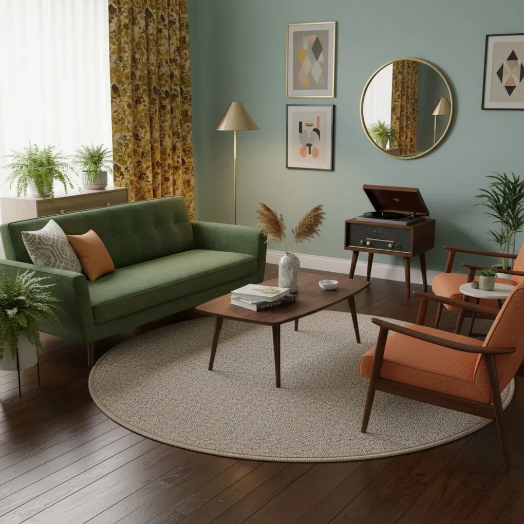 AladinWorld Expres, Kusový koberec Atlas 31 hnedý kruh, 400x400 (priemer) kruh, hnedá, chodba / predsieň