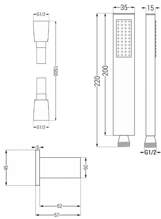 Mexen CUBE - 3-výstupová podomietková sprchová sada 7v1, biela, 77503-set