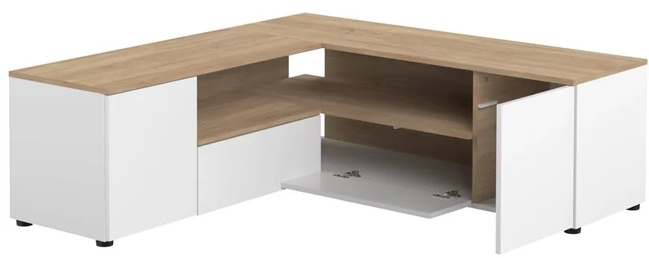 TV stolík v dekore duba v bielo-prírodnej farbe 130x46 cm Angle – TemaHome