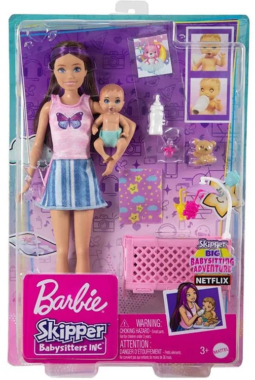 Jokomisiada Bábika Barbie Skipper opatrovateľka – bábätko s doplnkami HJY33