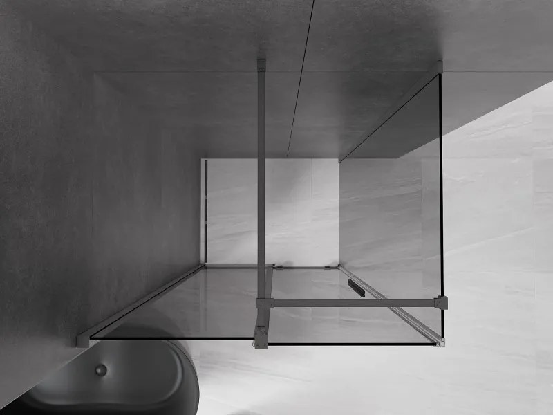 Mexen Velar, sprchový kút s posuvnými dverami 130 x 80 cm, 8mm šedé sklo, grafit brúsený, 871-130-080-41-66