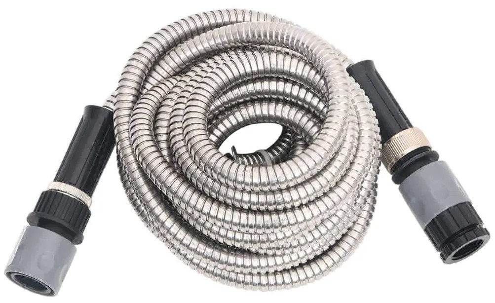 Záhradná hadica s tryskou, strieborná 0,6" 22,5 m, oceľ