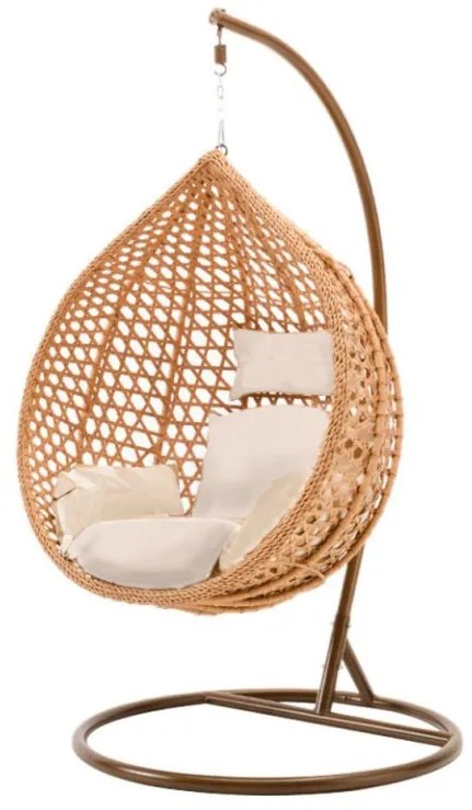 AKCIA Svetlohnedé závesné kreslo TROPIKAL so stojanom II. akosť