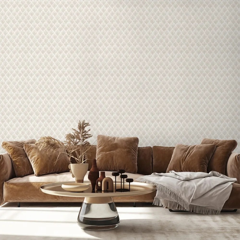 Samolepiaca tapeta svetlé béžové geometrické vzory