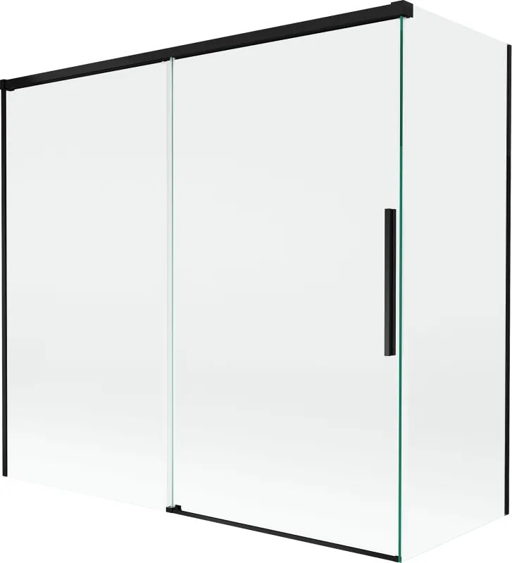 Mexen Rox, 2-krídlová posuvná vaňová zástena 170 + 70 x 150 cm, 8mm číre sklo, čierny matný profil, 8C9-170-070-70-00