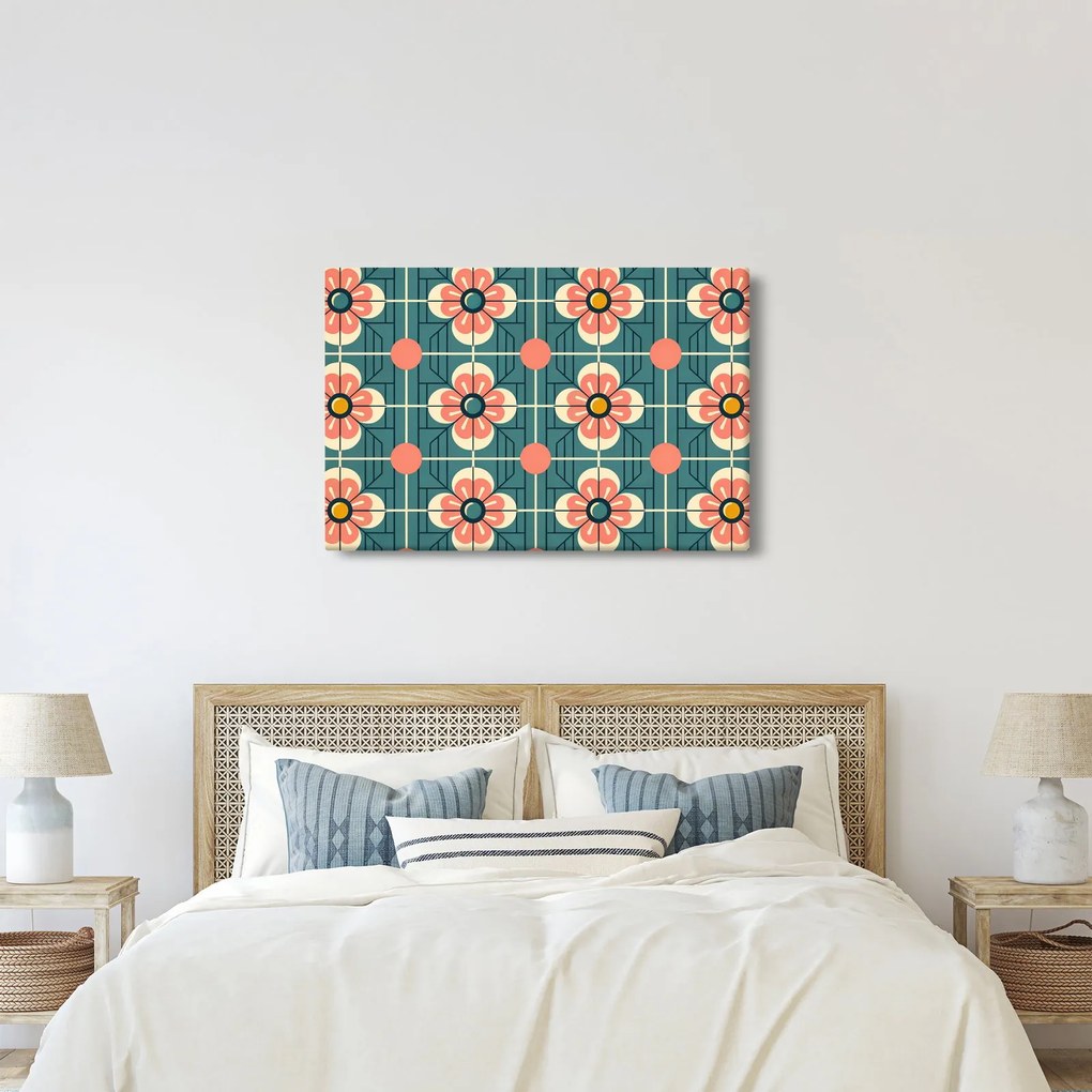 Obraz - Retro vzor s kvetmi (90x60 cm)