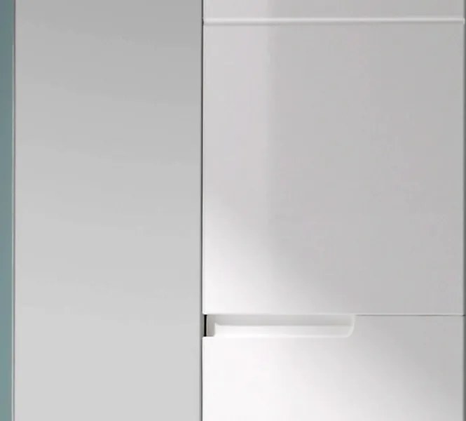 Skriňa so zrkadlom Spice, lesklá biela