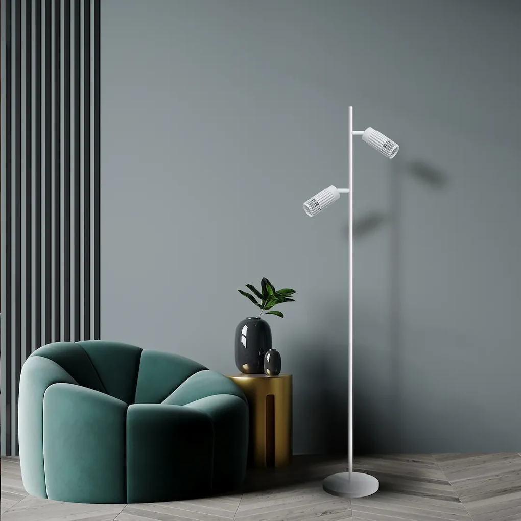 Stojacia lampa Vertical, 2x biele kovové tienidlo, w