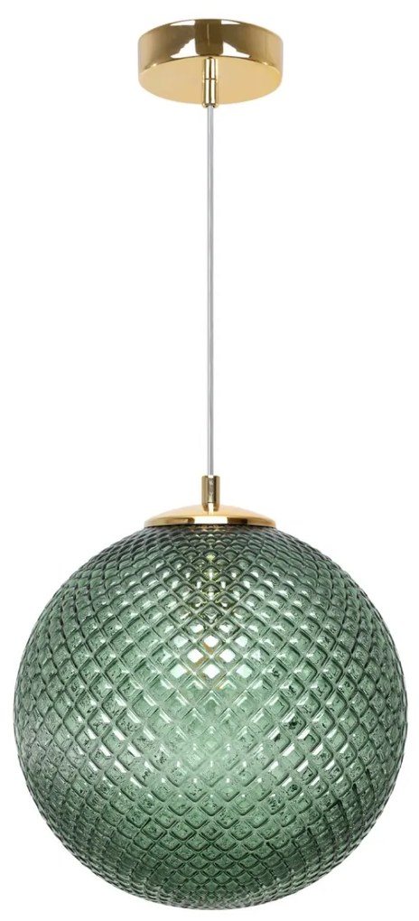 Závesne svietidlo Cannes, 1x zelené sklenené tienidlo (fi 25 cm), G
