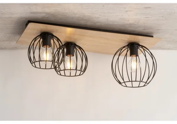 Prisadený luster CYBER 3xE27/60W/230V drevo/čierna